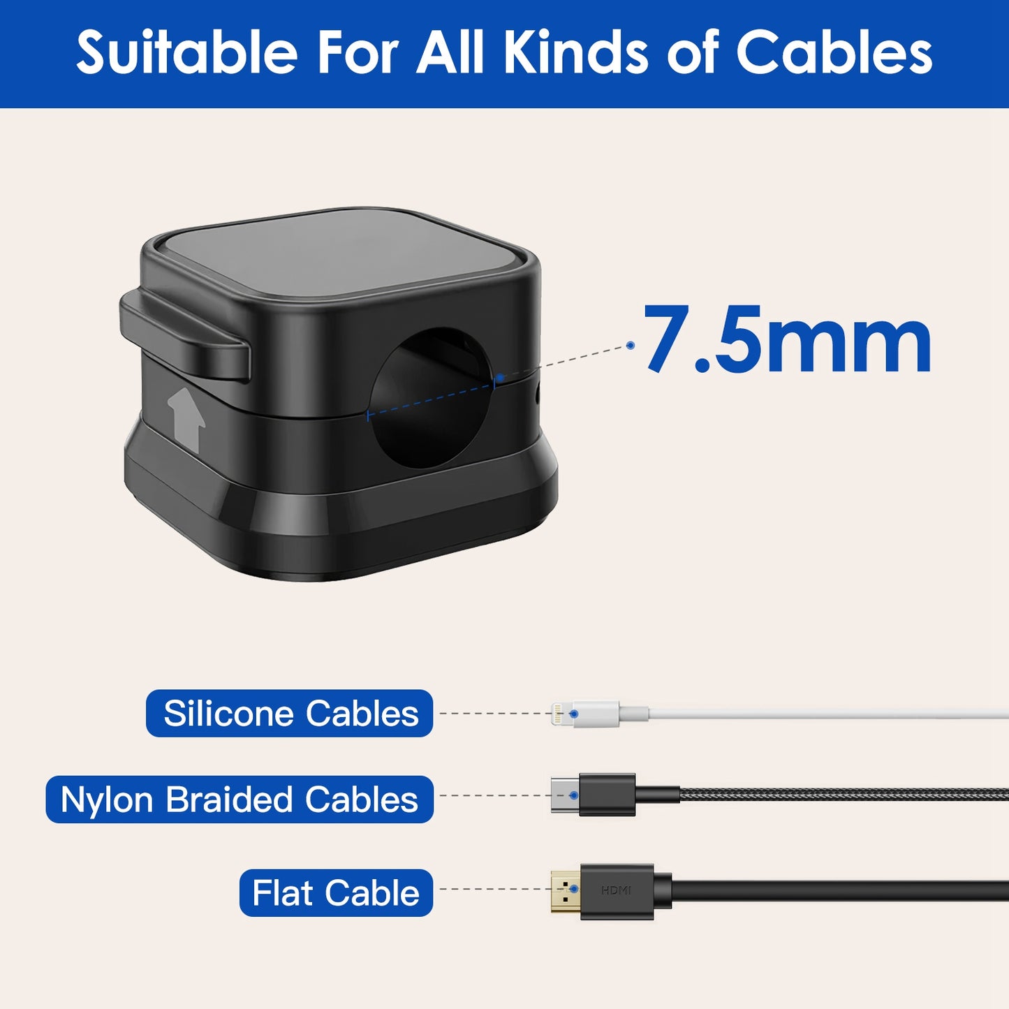 Magnetic cable clips cord organizer 6-pack
