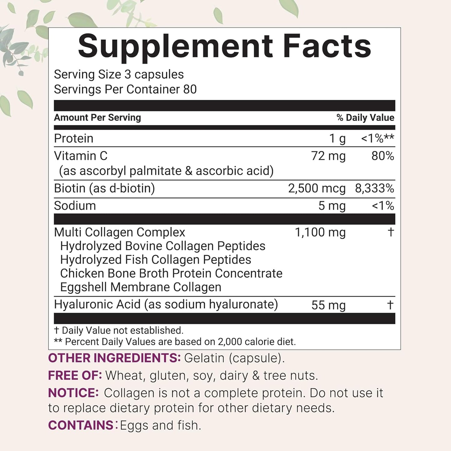 MicroIngredients Multi Collagen Pills – 5 Types Complex (I, II, III, V & X) with Biotin, Hyaluronic Acid & Vitamin C | Keto & Paleo Friendly | Hair, Skin, Nails & Joint Support | 240 Capsules