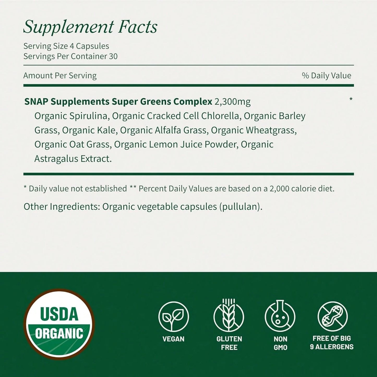 Spirulina & Chlorella Capsules with Wheatgrass & Alfalfa | Plant-Based Super Greens Supplement | 120 Capsules