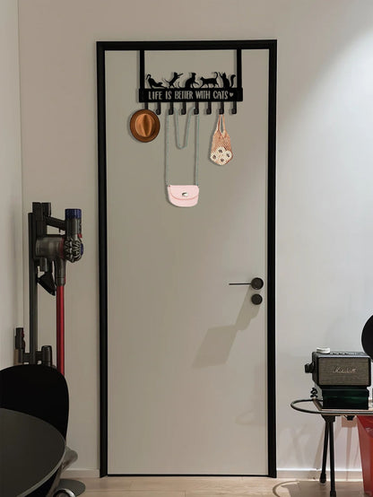 Over-the-door 8-hook organizer rack for coats and towels