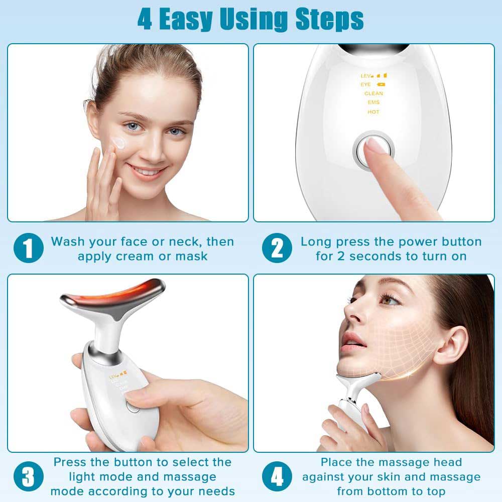 LED neck and face massager for double chin and jawline