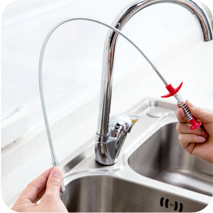 Flexible spring drain clog remover tool