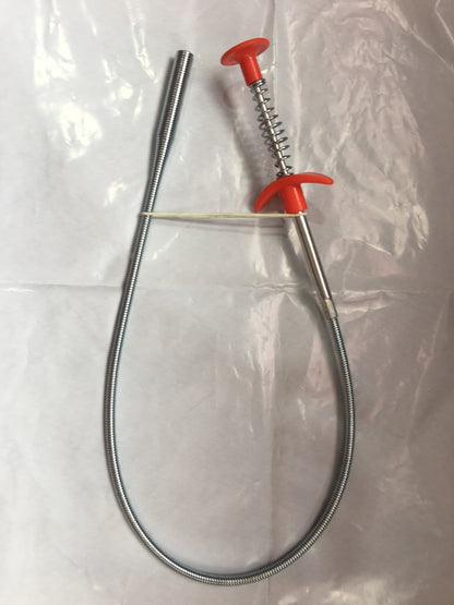 Flexible spring drain clog remover tool