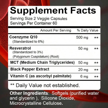 CoQ10 Heart Health Softgels - back label supplement facts