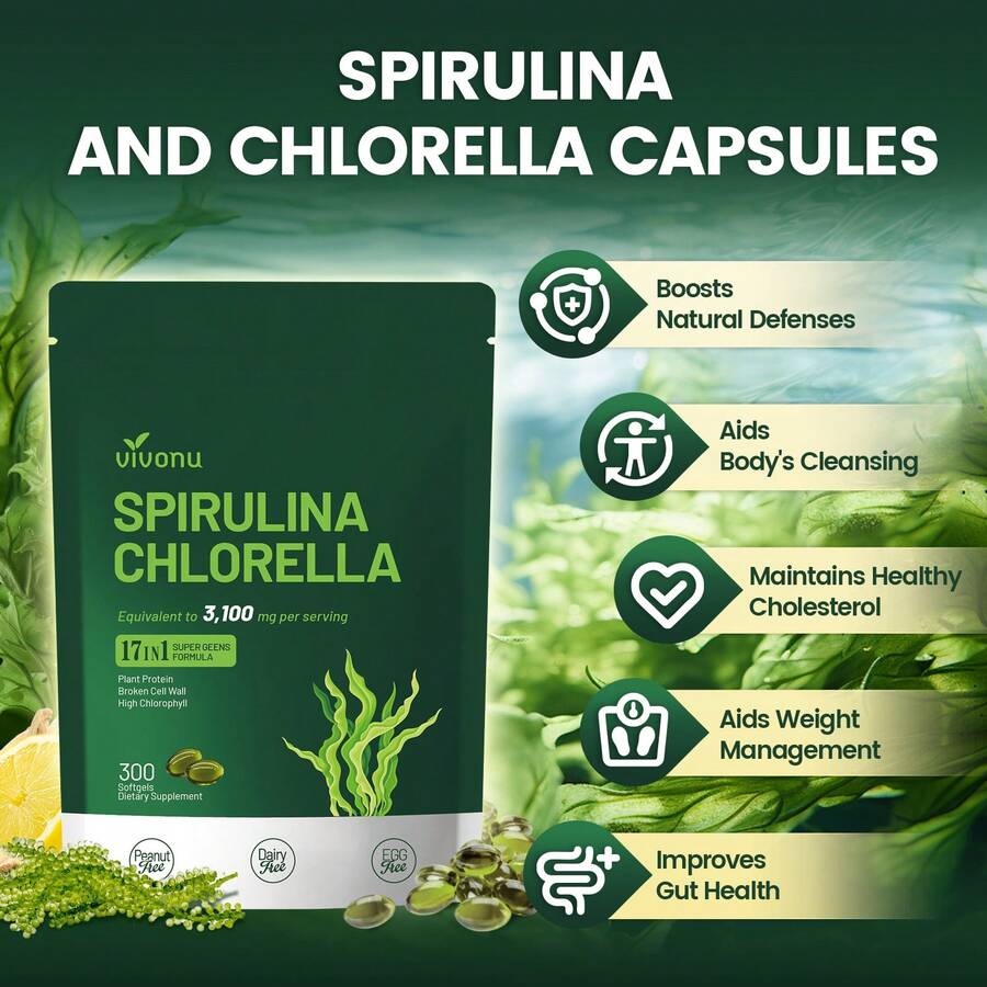 Spirulina & Chlorella Superfood Capsules - view 2