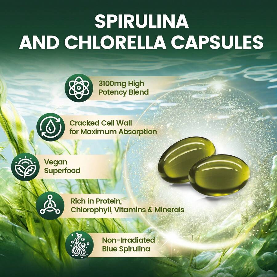 Spirulina & Chlorella Superfood Capsules - view 3