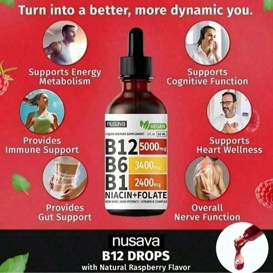 Vitamin B12 Energy Liquid Drops - front label