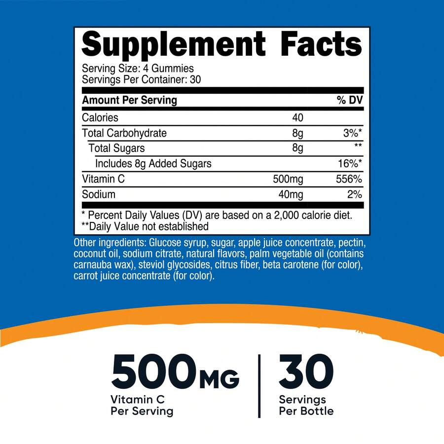 Vitamin C Immune Support Gummies - back label supplement facts