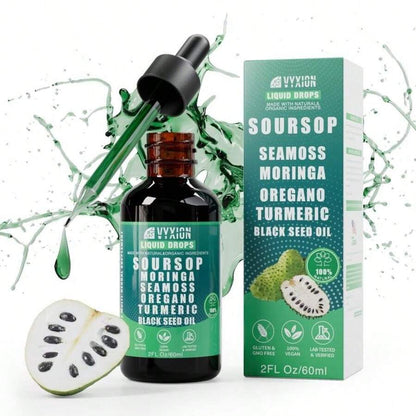 Soursop 10-in-1 Liquid Wellness Drops - front label