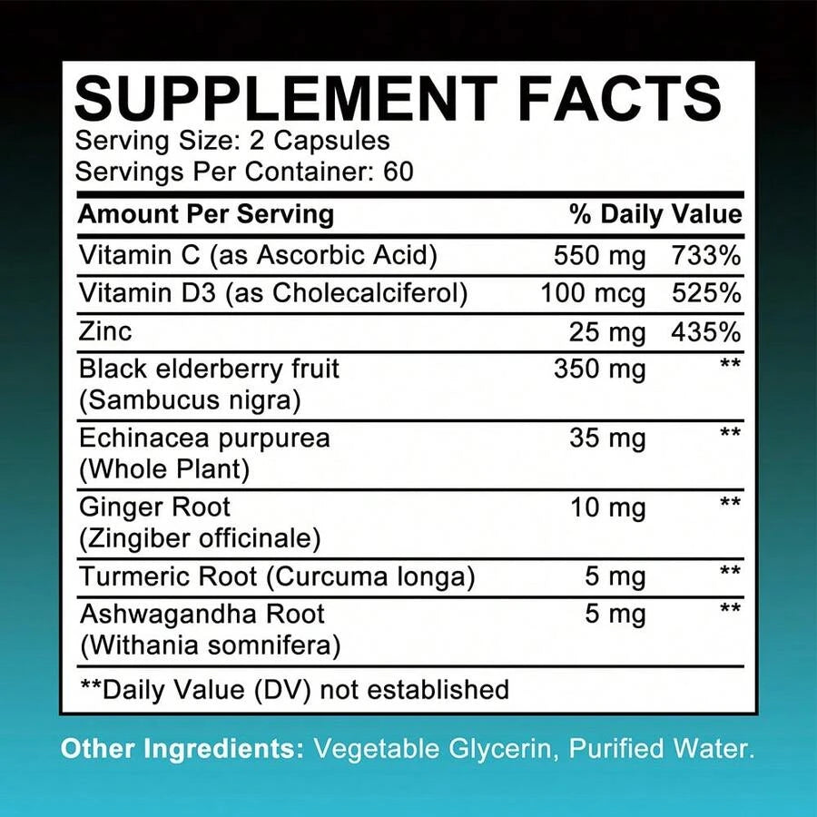 Black Elderberry Immune Complex Softgels - back label supplement facts