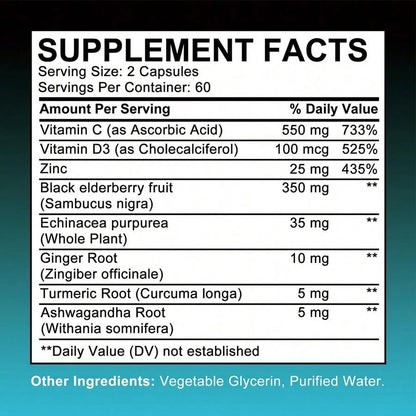 Black Elderberry Immune Complex Softgels - back label supplement facts