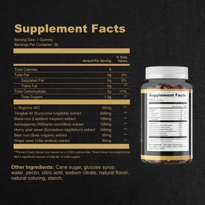 7-in-1 Nitric Oxide Booster Gummies - back label supplement facts