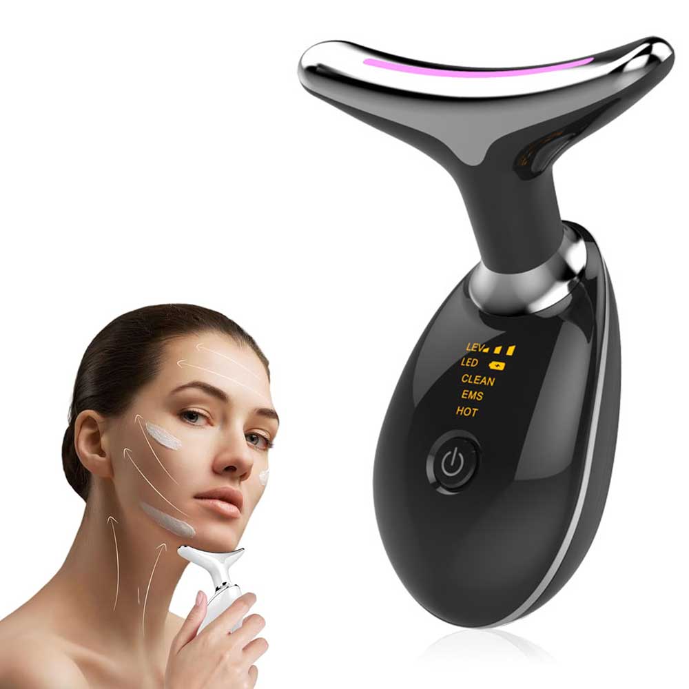 LED neck and face massager for double chin and jawline