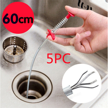 Flexible spring drain clog remover tool