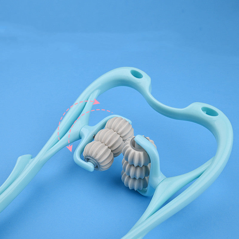 Handheld 6-wheel manual neck and shoulder roller massager