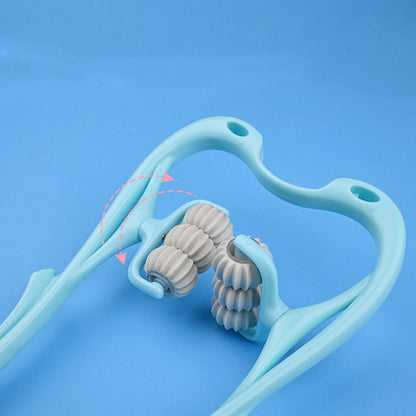 Handheld 6-wheel manual neck and shoulder roller massager