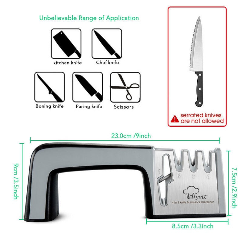 4-in-1 handheld kitchen knife sharpener