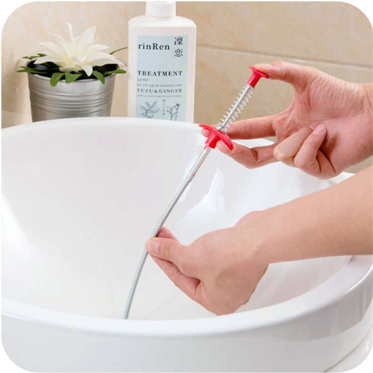 Flexible spring drain clog remover tool