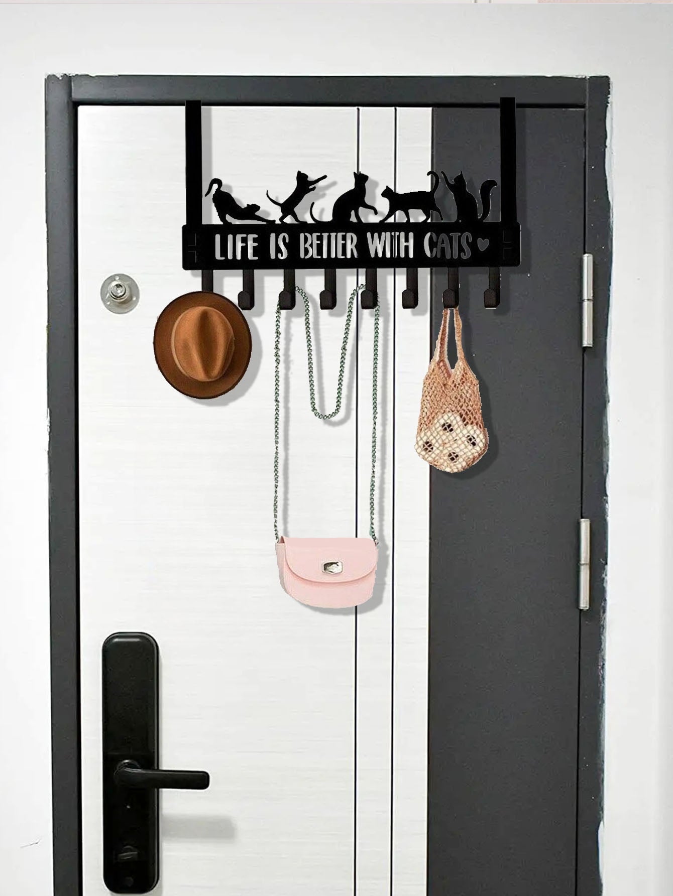 Over-the-door 8-hook organizer rack for coats and towels