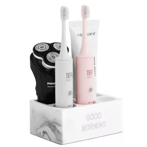 Countertop toothbrush and toothpaste organizer stand