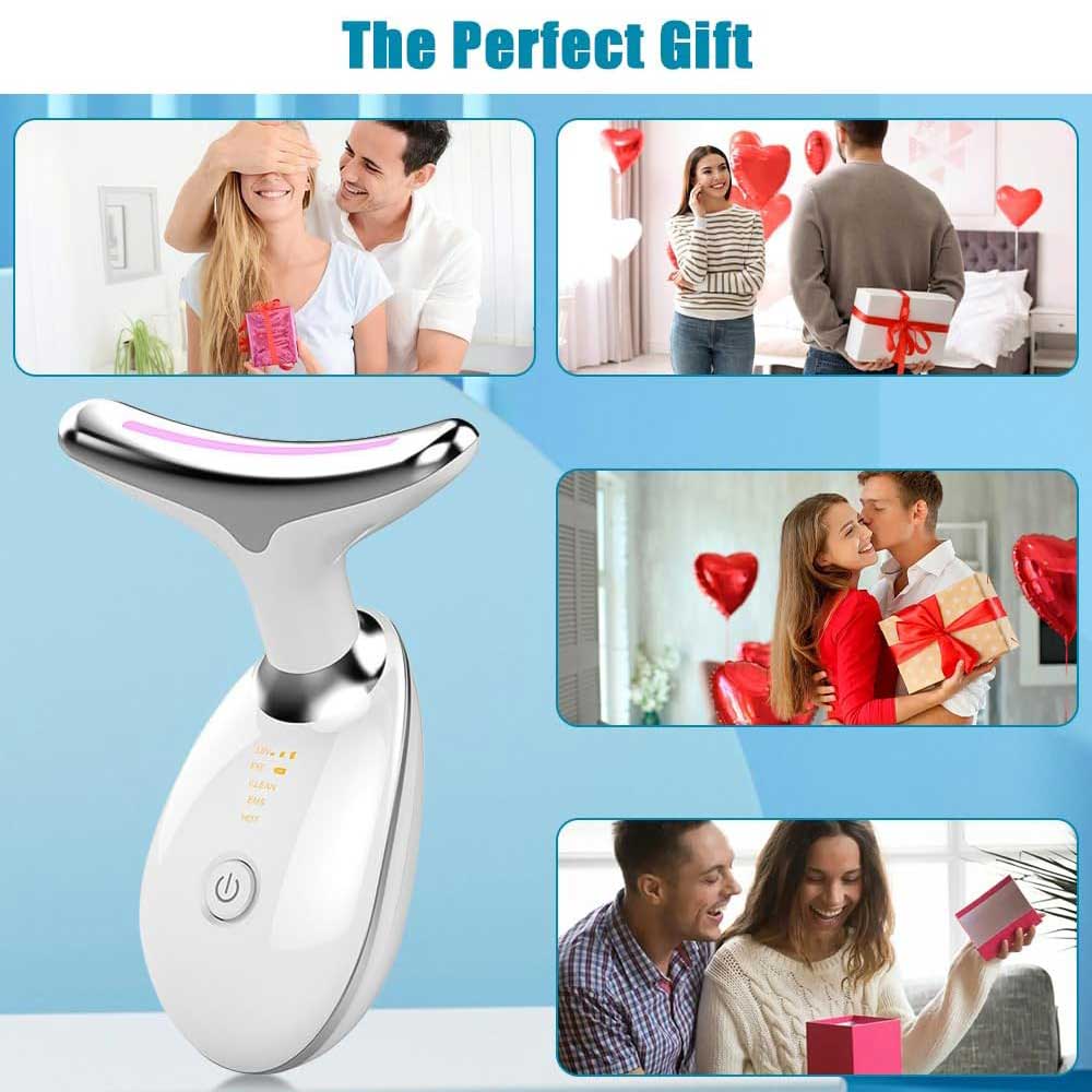 LED neck and face massager for double chin and jawline