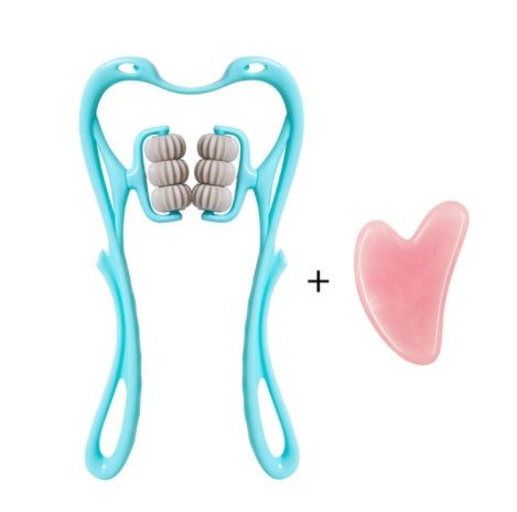 Handheld 6-wheel manual neck and shoulder roller massager