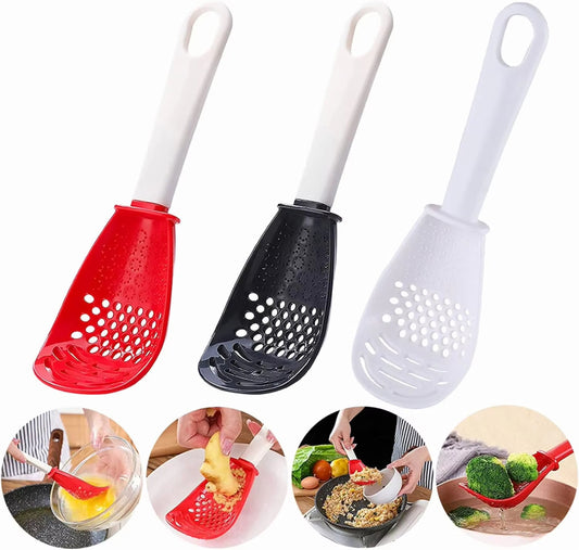 Multifunctional slotted cooking spoon and masher