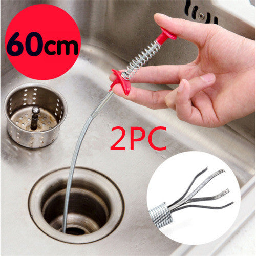 Flexible spring drain clog remover tool