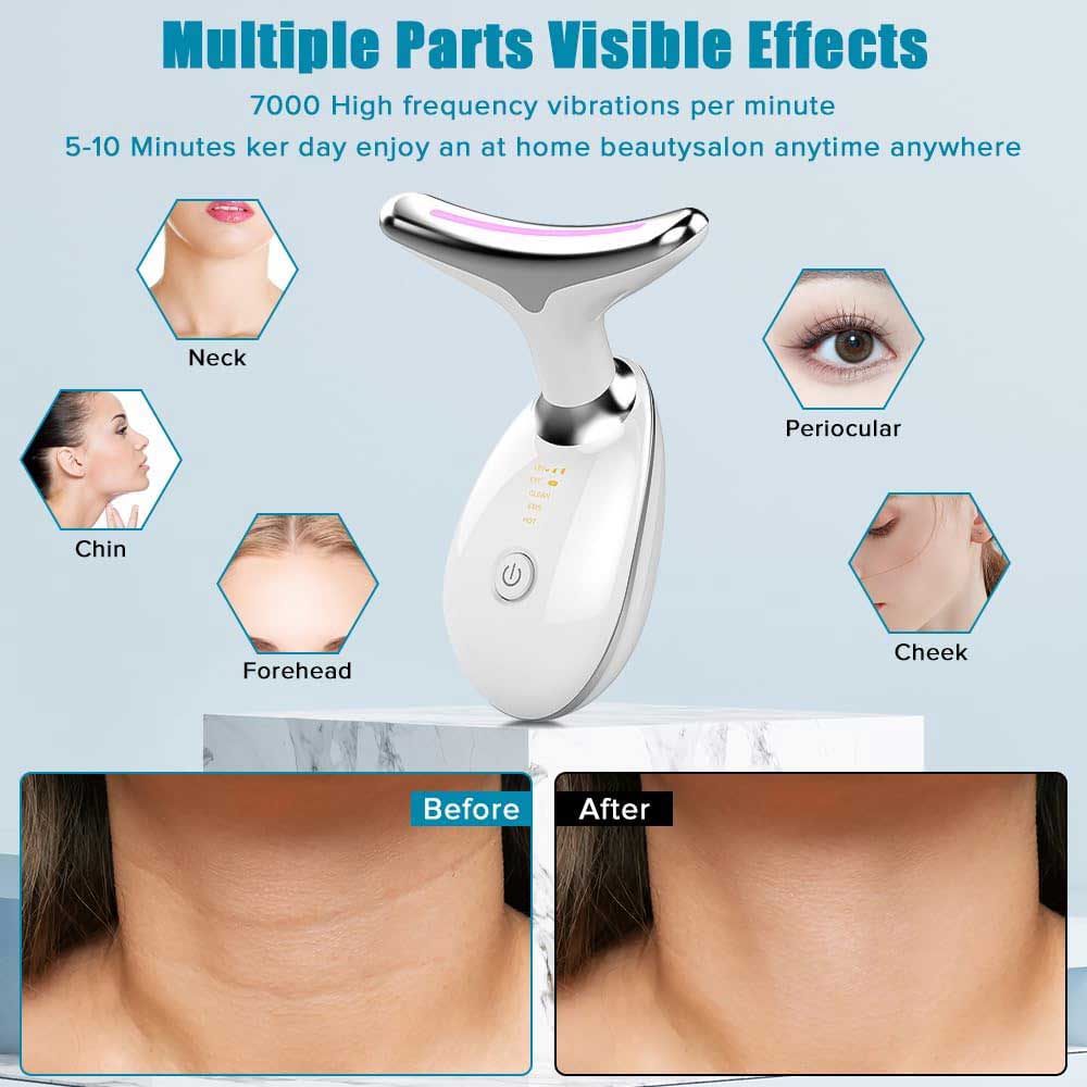 LED neck and face massager for double chin and jawline
