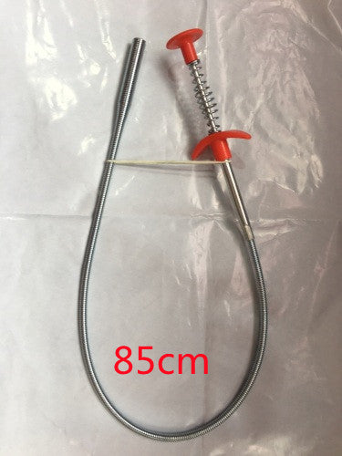 Flexible spring drain clog remover tool