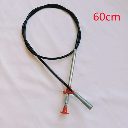 Flexible spring drain clog remover tool