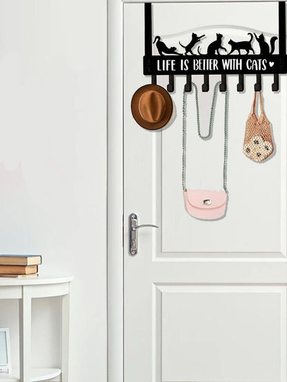 Over-the-door 8-hook organizer rack for coats and towels
