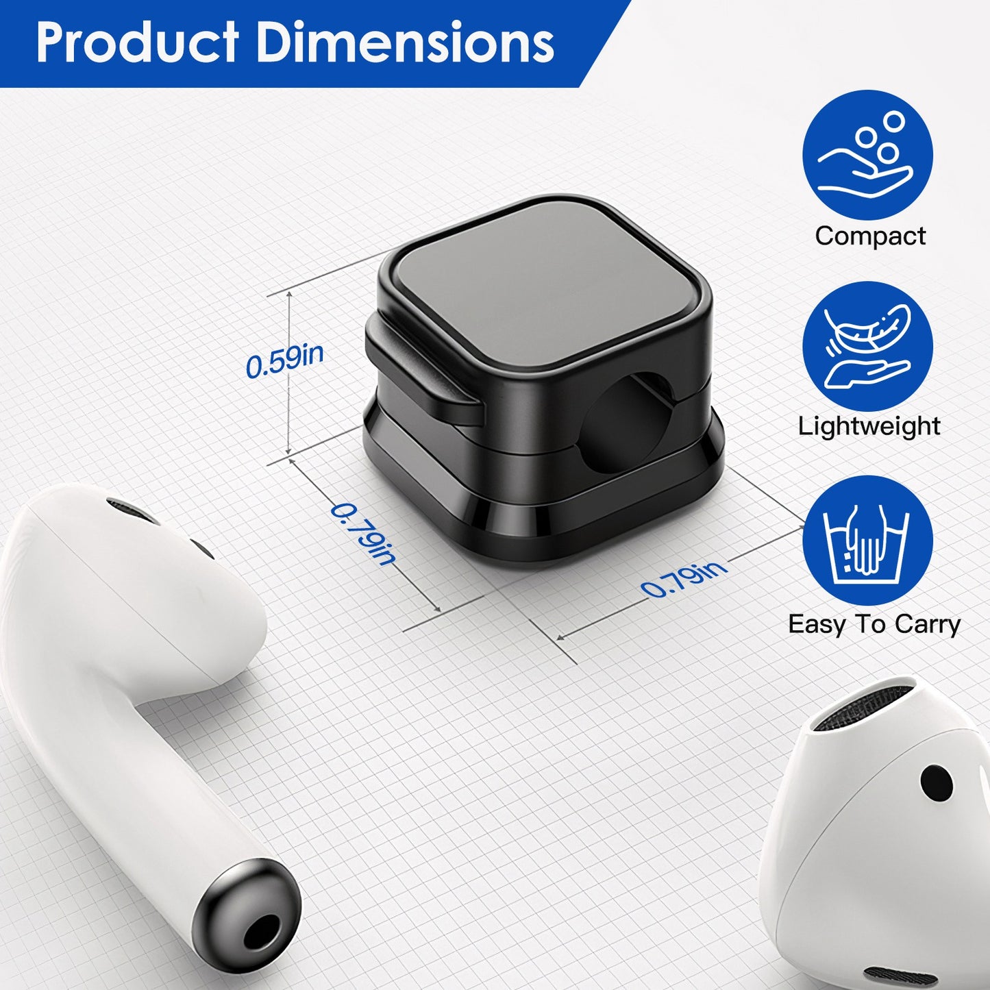 Magnetic cable clips cord organizer 6-pack