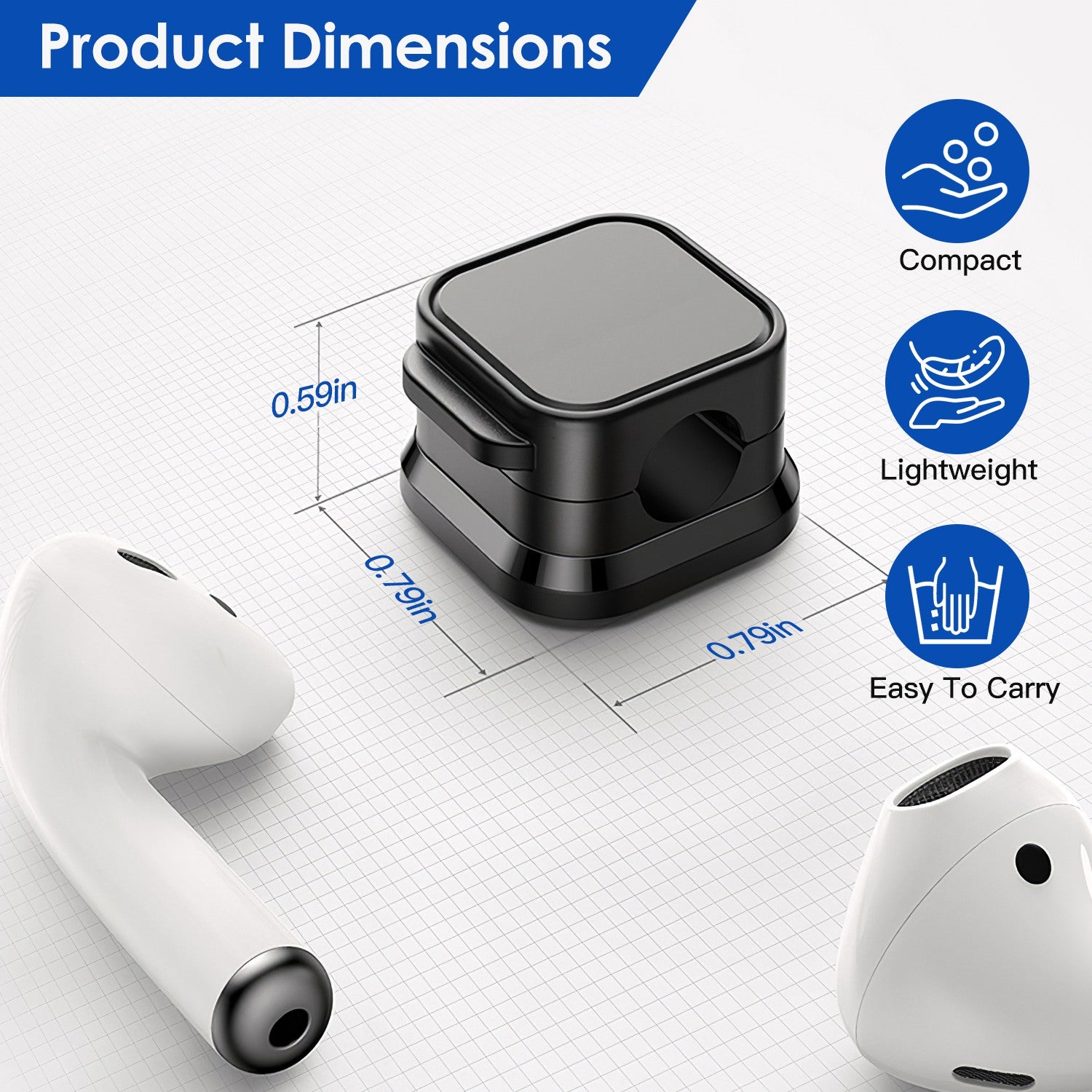 Magnetic cable clips cord organizer 6-pack