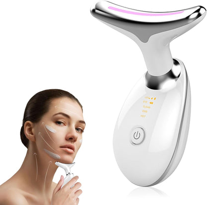 LED neck and face massager for double chin and jawline