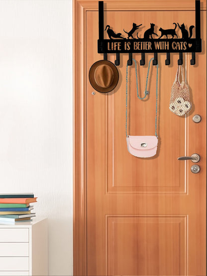 Over-the-door 8-hook organizer rack for coats and towels