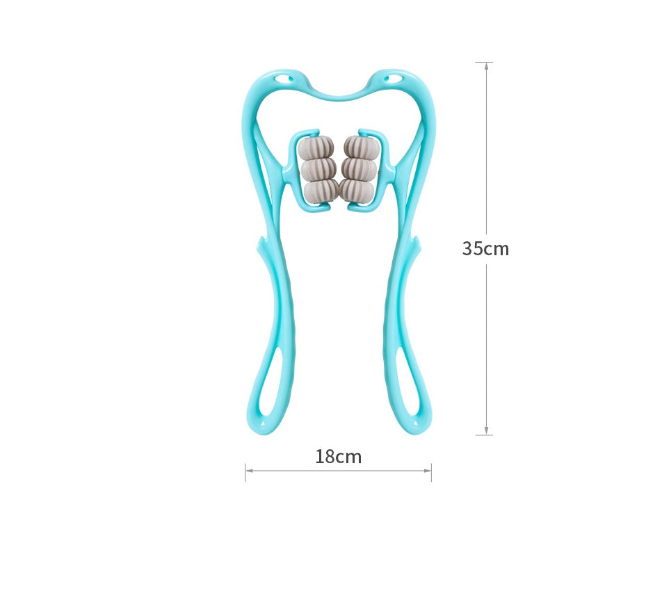 Handheld 6-wheel manual neck and shoulder roller massager