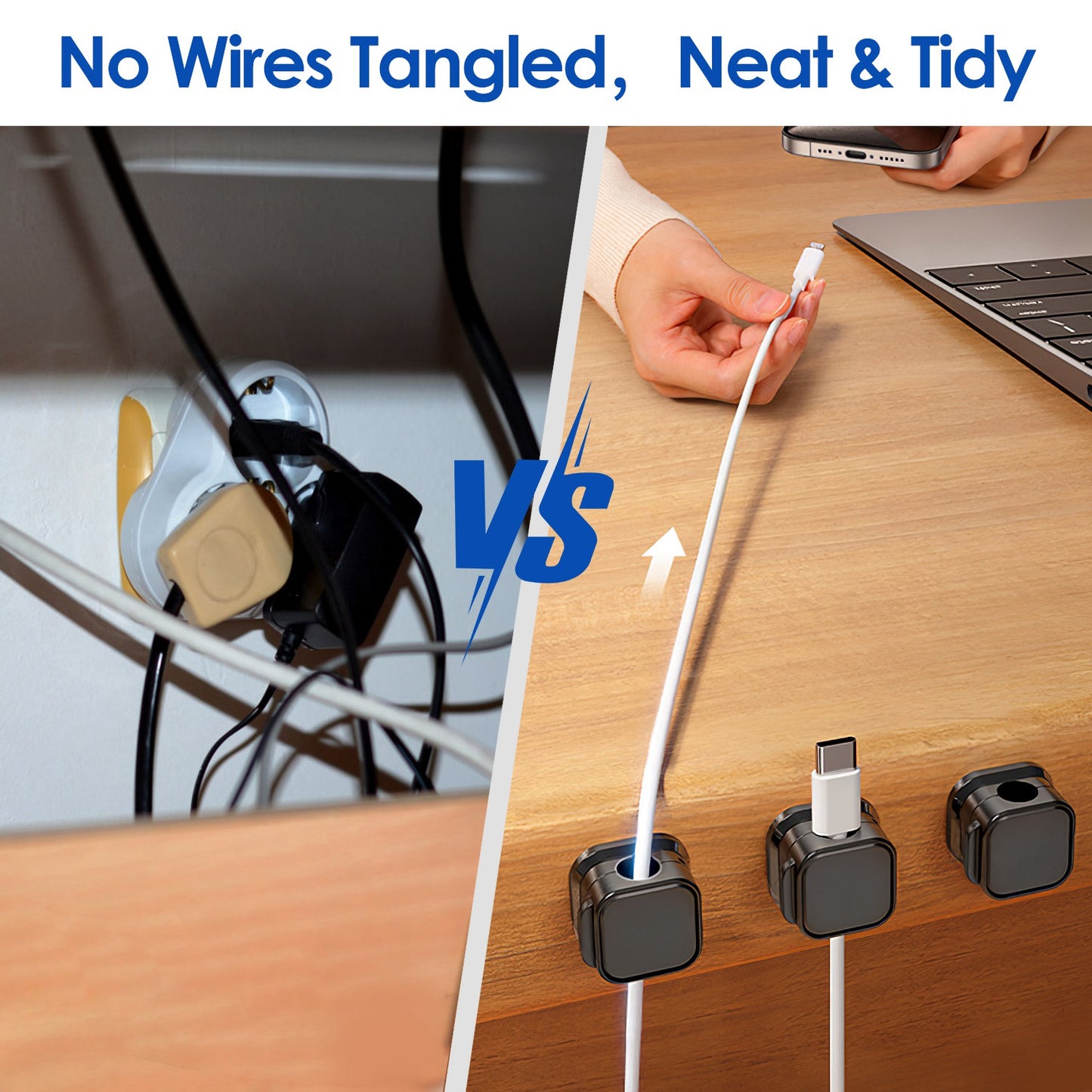 Magnetic cable clips cord organizer 6-pack