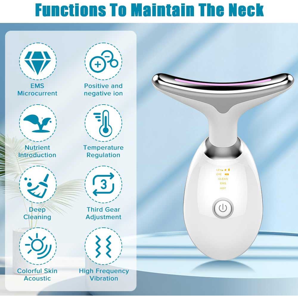 LED neck and face massager for double chin and jawline