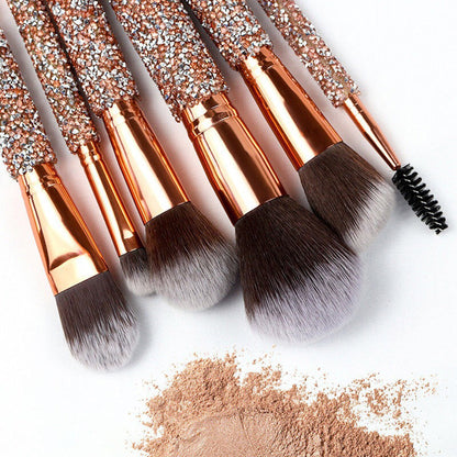 10-piece luxury makeup brush set with crystal handles