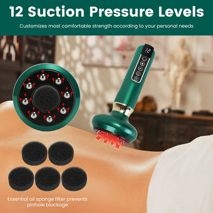 Electric cupping massager with vacuum suction and heat
