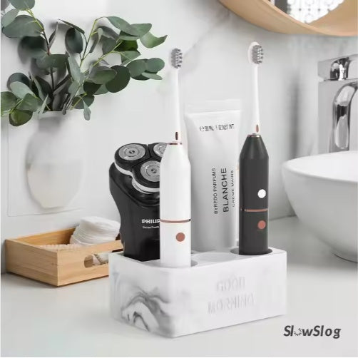 Countertop toothbrush and toothpaste organizer stand