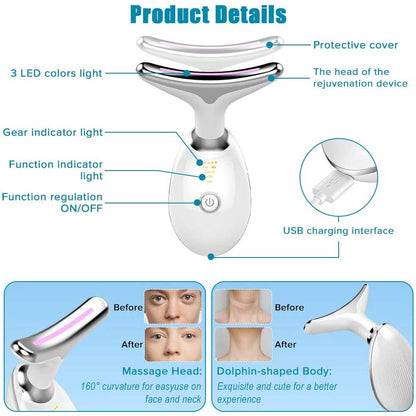 LED neck and face massager for double chin and jawline