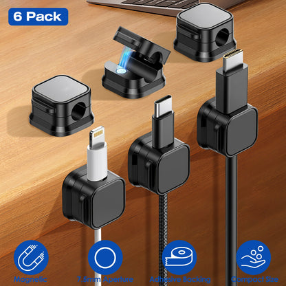 Magnetic cable clips cord organizer 6-pack