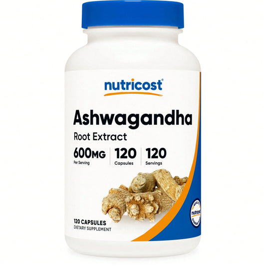 Nutricost Ashwagandha 600mg Capsules – Stress Relief & Cortisol Support | Adaptogen Herbal Supplement for Sleep, Energy & Mood | Non-GMO, Gluten-Free, Vegetarian | 120 Capsules (4-Month Supply)