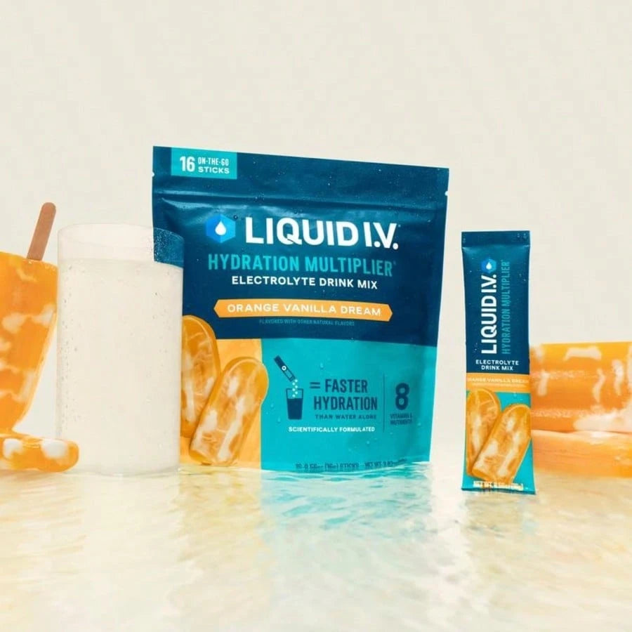 Liquid I.V. Hydration Multiplier – Orange Vanilla Dream Electrolyte Powder Drink Mix | 3x Electrolytes, Vitamin C & B Vitamins | Non-GMO, Gluten-Free | 16 Single-Serve Stick Packs