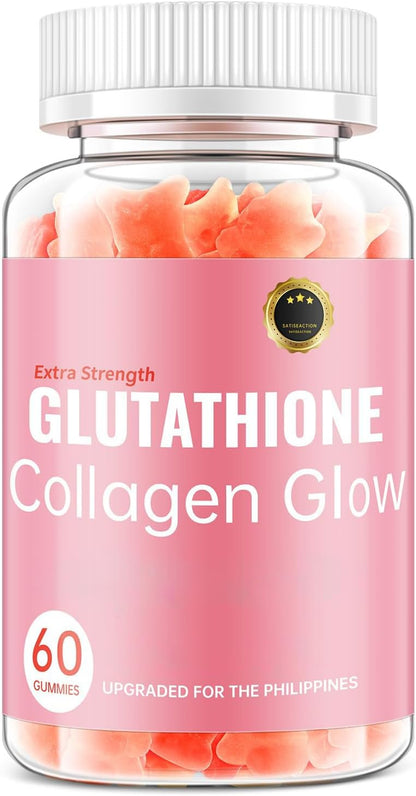 Glutathione Collagen Glow Gummies – Skin Brightening & Anti-Aging Supplement with Vitamin C, E & Glutathione for Women | Cherry Flavor | 60 Count