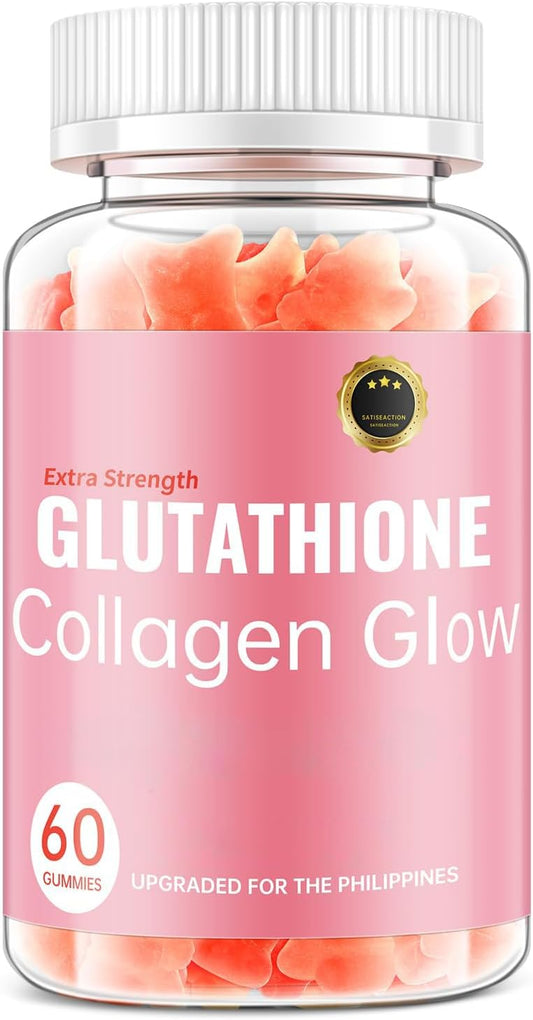 Glutathione Collagen Glow Gummies – Skin Brightening & Anti-Aging Supplement with Vitamin C, E & Glutathione for Women | Cherry Flavor | 60 Count