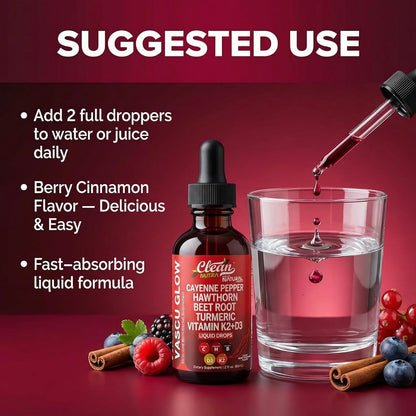 Cayenne Pepper & Hawthorn Berry Liquid Drops with Vitamin D3 K2, Organic Beet Root, Ceylon Cinnamon, Turmeric Curcumin & Panax Ginseng – Heart, Circulation & Nitric Oxide Support