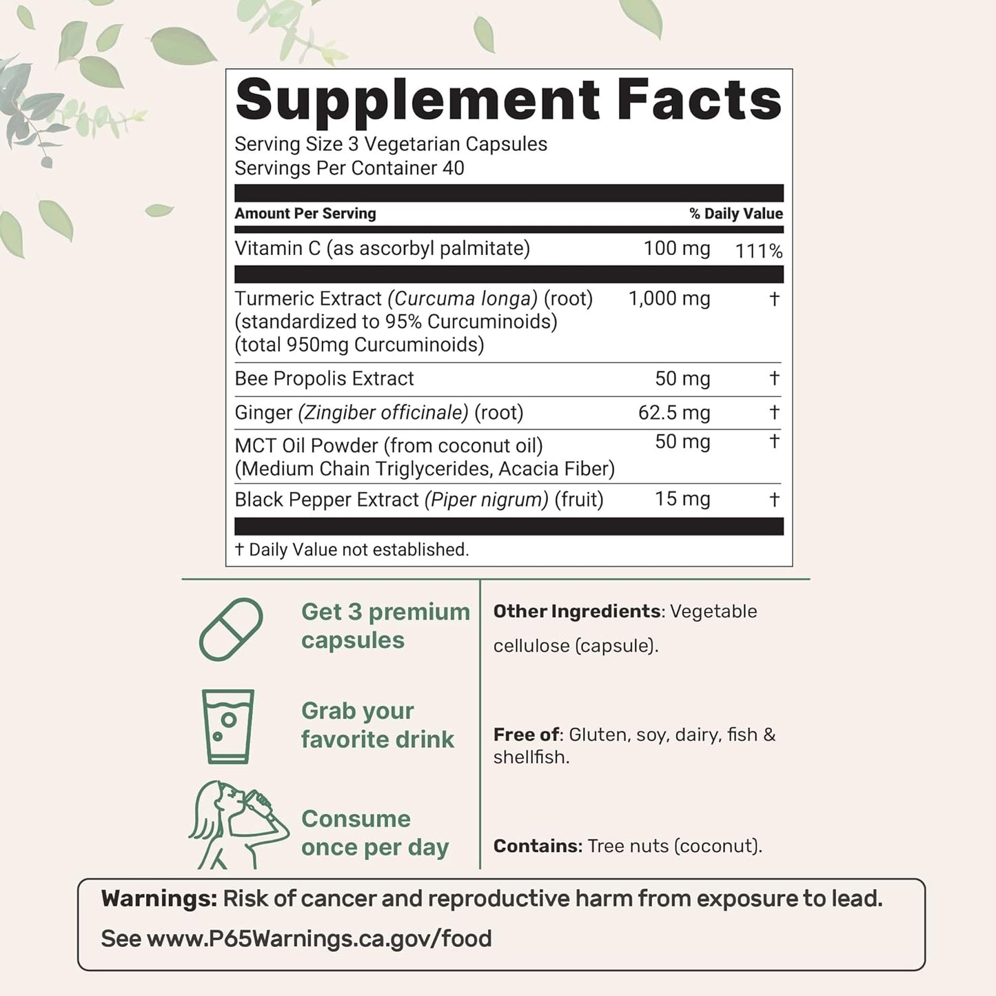 Micro Ingredients Pure Turmeric Curcumin 1,000mg – 95% Curcuminoids with Black Pepper & Ginger – High Absorption for Joint & Antioxidant Support – Filler Free, 120 Veggie Capsules
